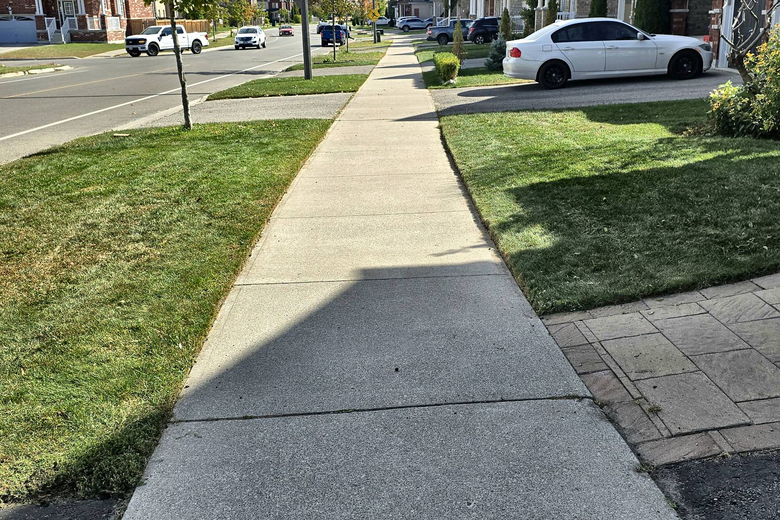 A front walk edge cleared after a Northline fall cleanup