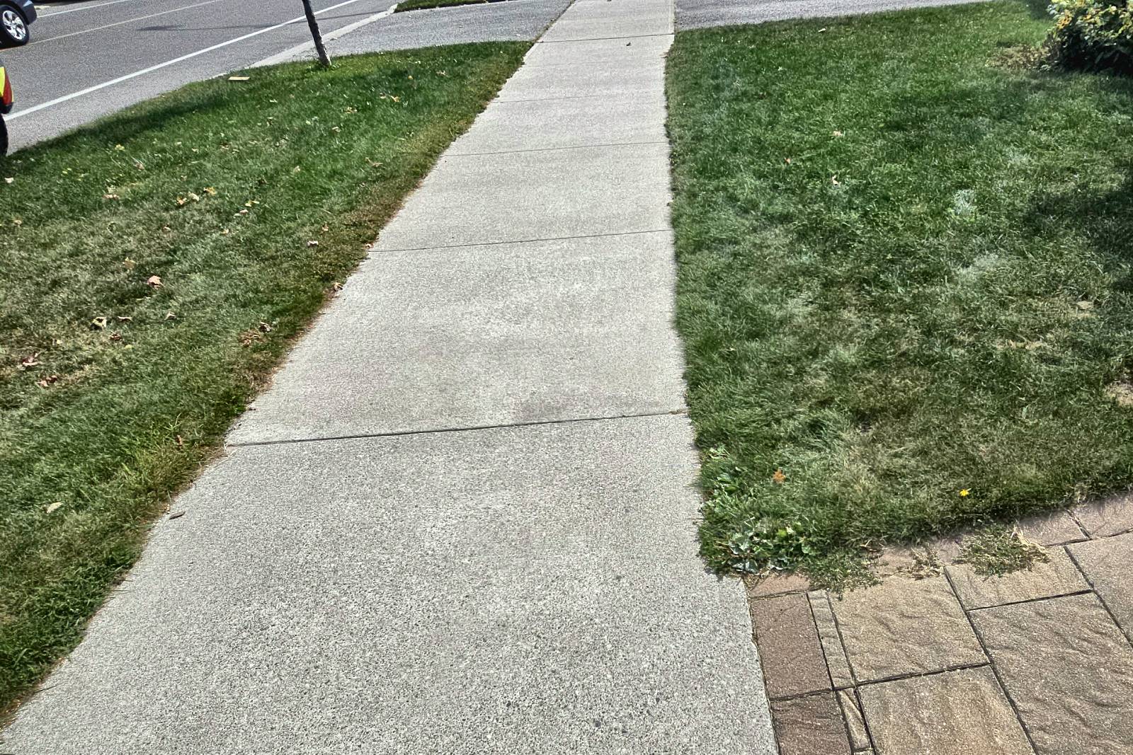 The same front walk before the cleanup